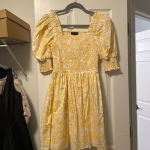 NORDSTROM 1. State Yellow Floral Puff Sleeve Dress